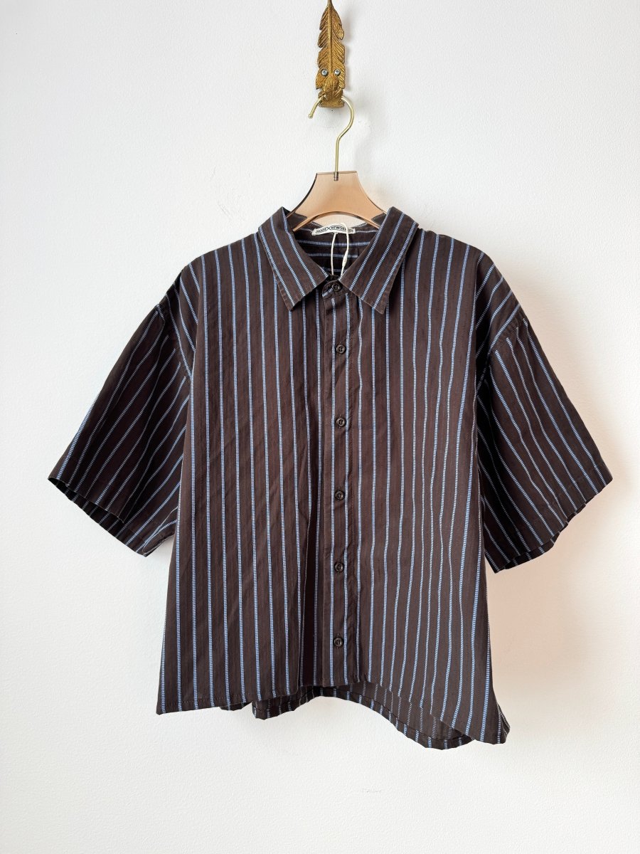 The Vale Shirt in Coco Brown and Sky Blue Stripe (Reworked) - Made X Hudson