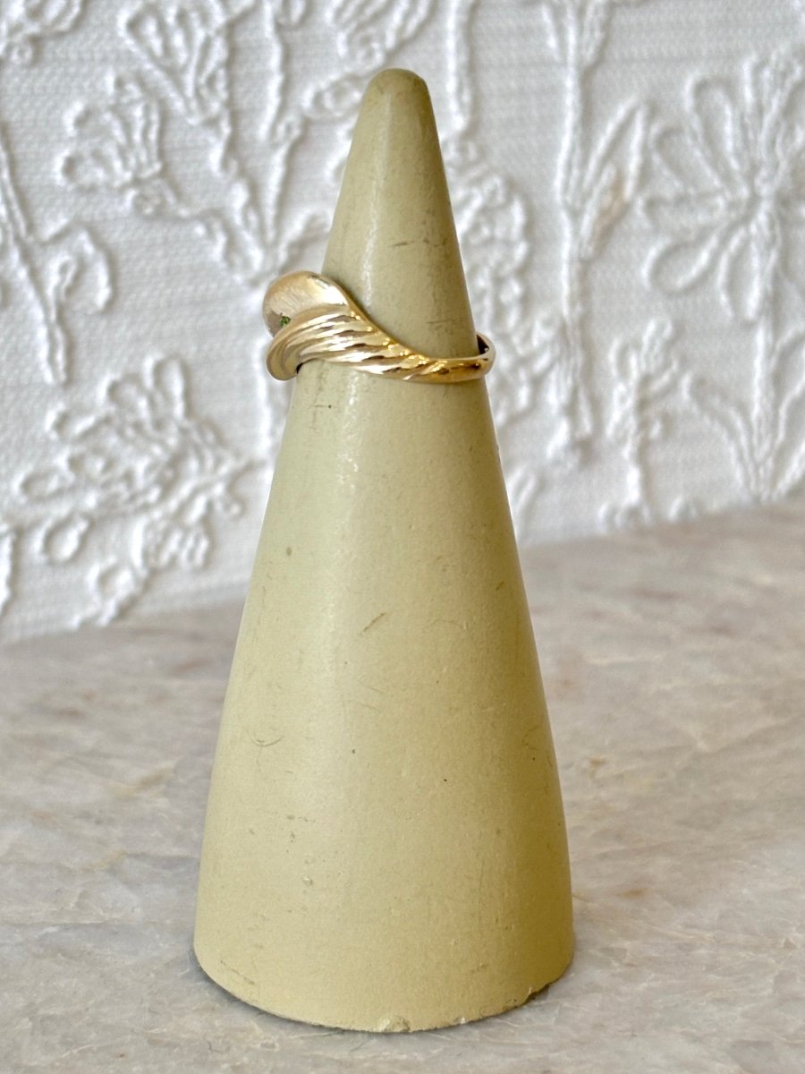 Open Croissant Ring w/ Small Chrome Diopside Stone | Sterling Silver & Brass (Matte or Polished) - Made X Hudson