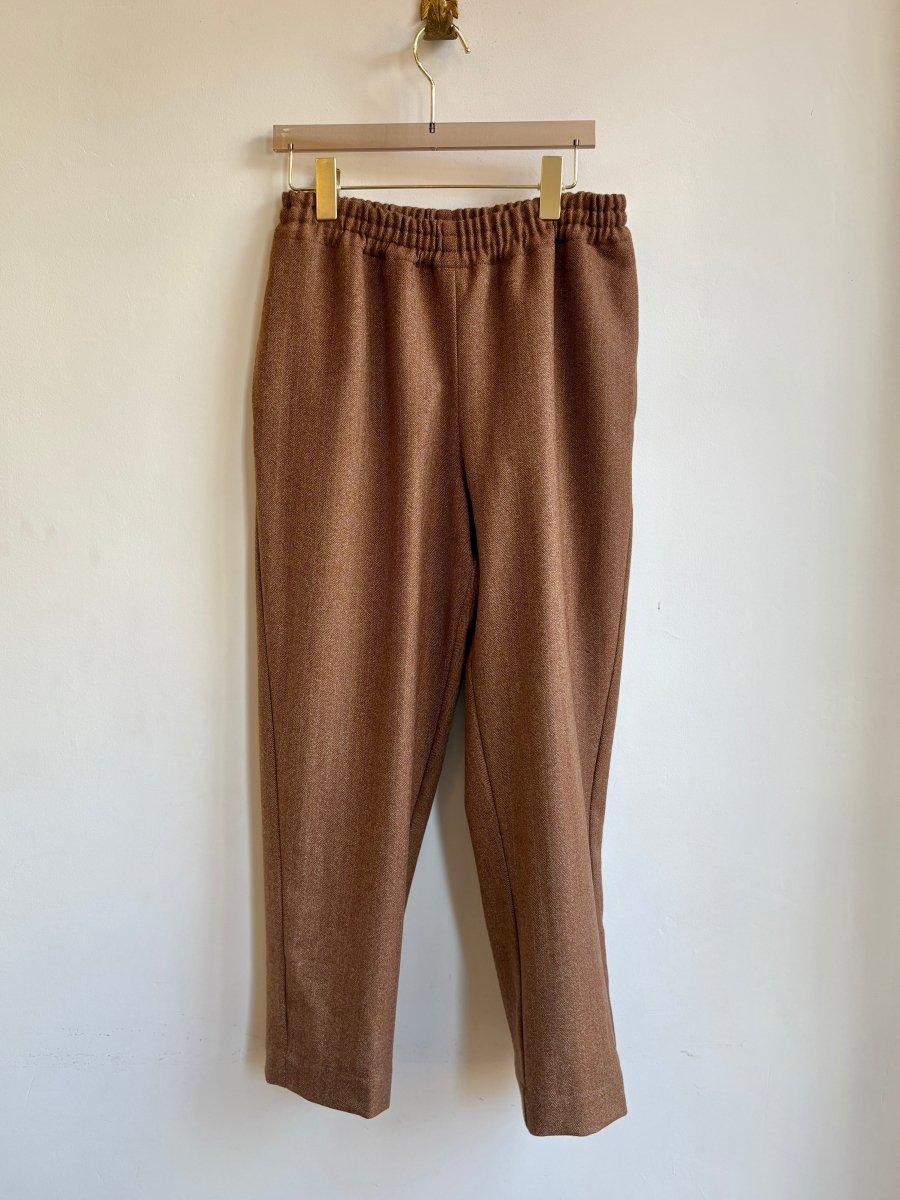Caramel Herringbone Wool Blend Joggers - Made X Hudson