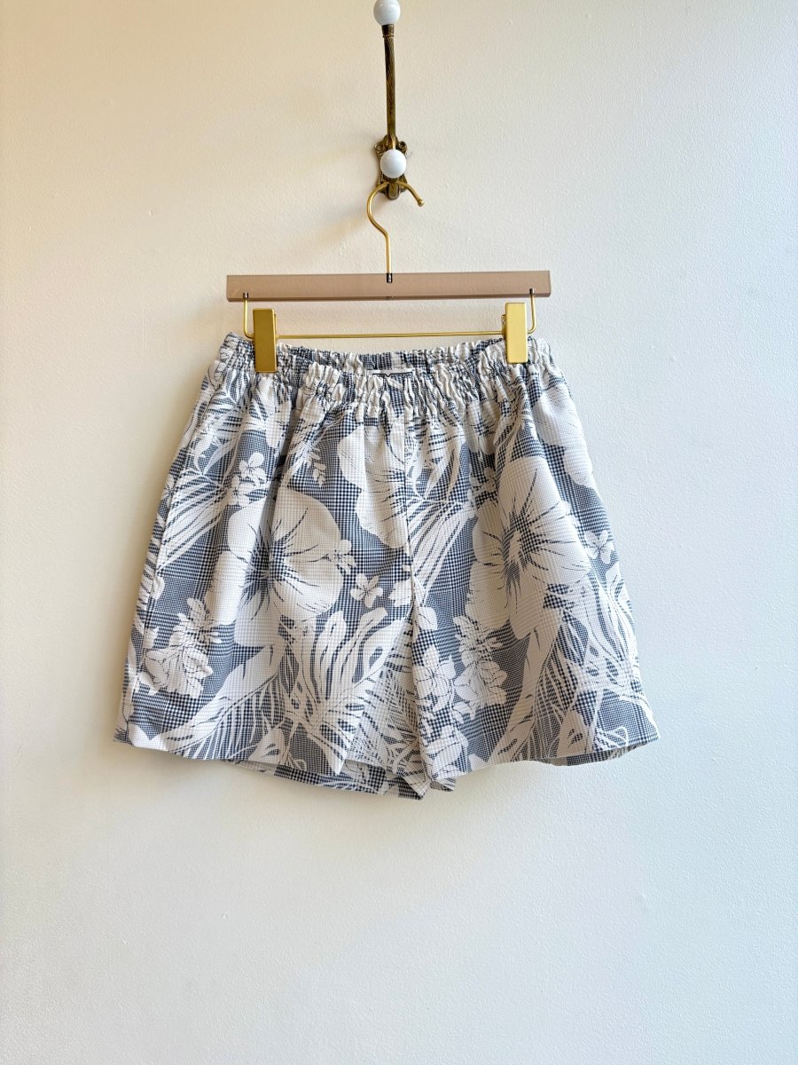 Grey & White Tropical Plaid Town Shorts - Made X Hudson