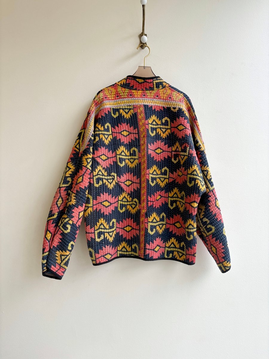 Reversible Ladhiya Quilted Jacket in Colors Orange, Navy, Yellow & Brown, Blue, Purple - Made X Hudson