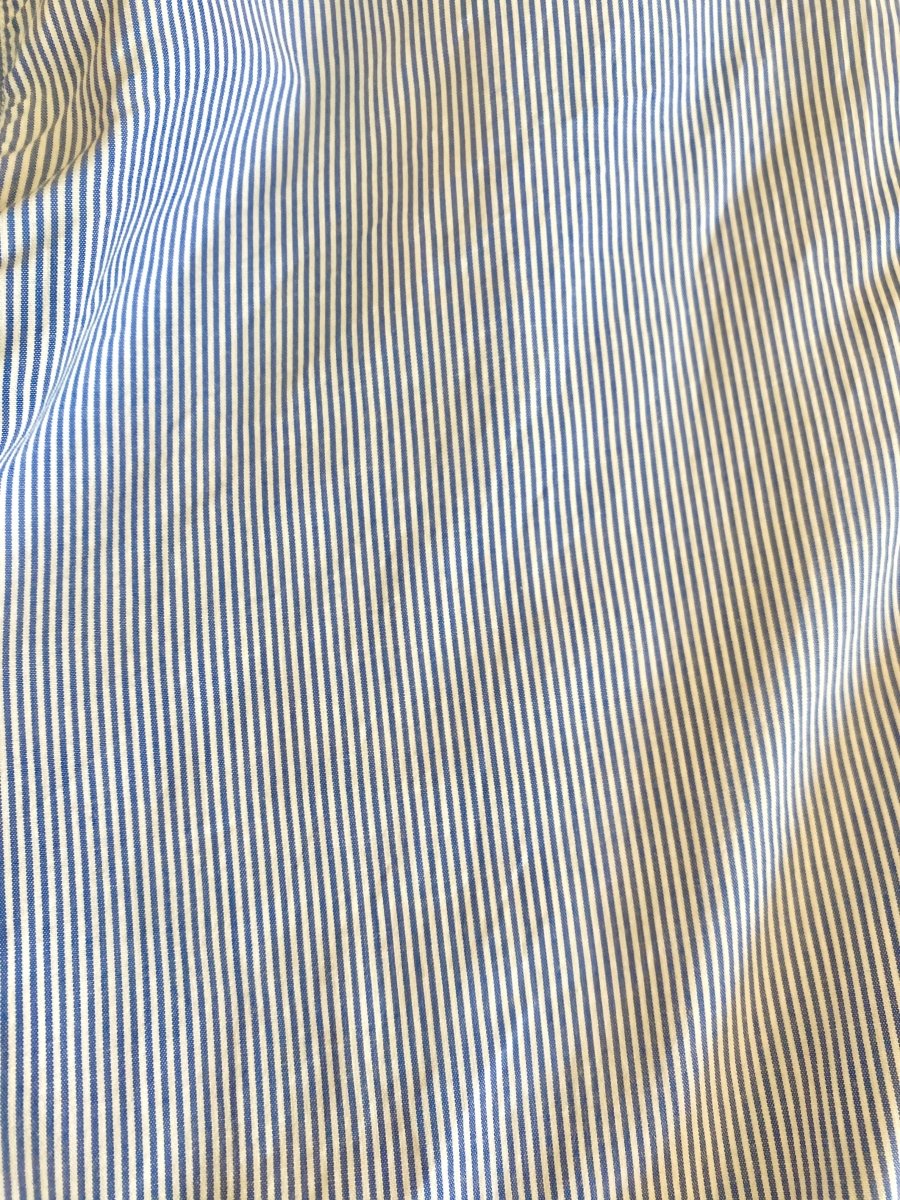 Annette Crop Blue Pinstripe Top (Reworked) - Made X Hudson