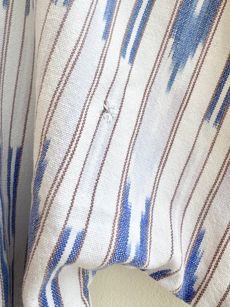 Denim and Bronze Vertical Ikat with Fringe | Picnic Top - Made X Hudson