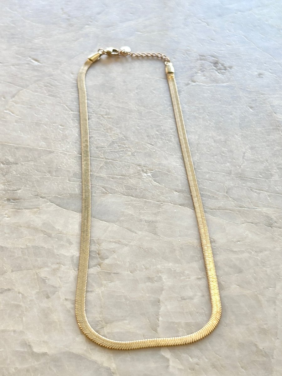 18k Gold Fill 2.5mm Herringbone Necklace (18" with extender to 19.5") - Made X Hudson
