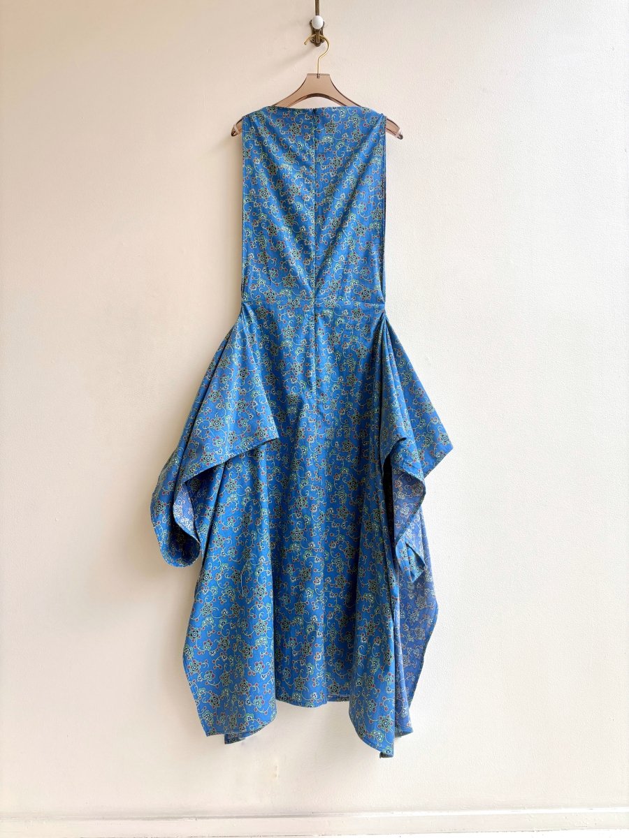 Zero - Waste Dress in Sapphire Blue Floral Vine Print - Made X Hudson