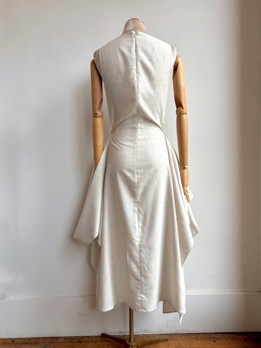 Zero - Waste Dress in Oatmeal Linen - Made X Hudson
