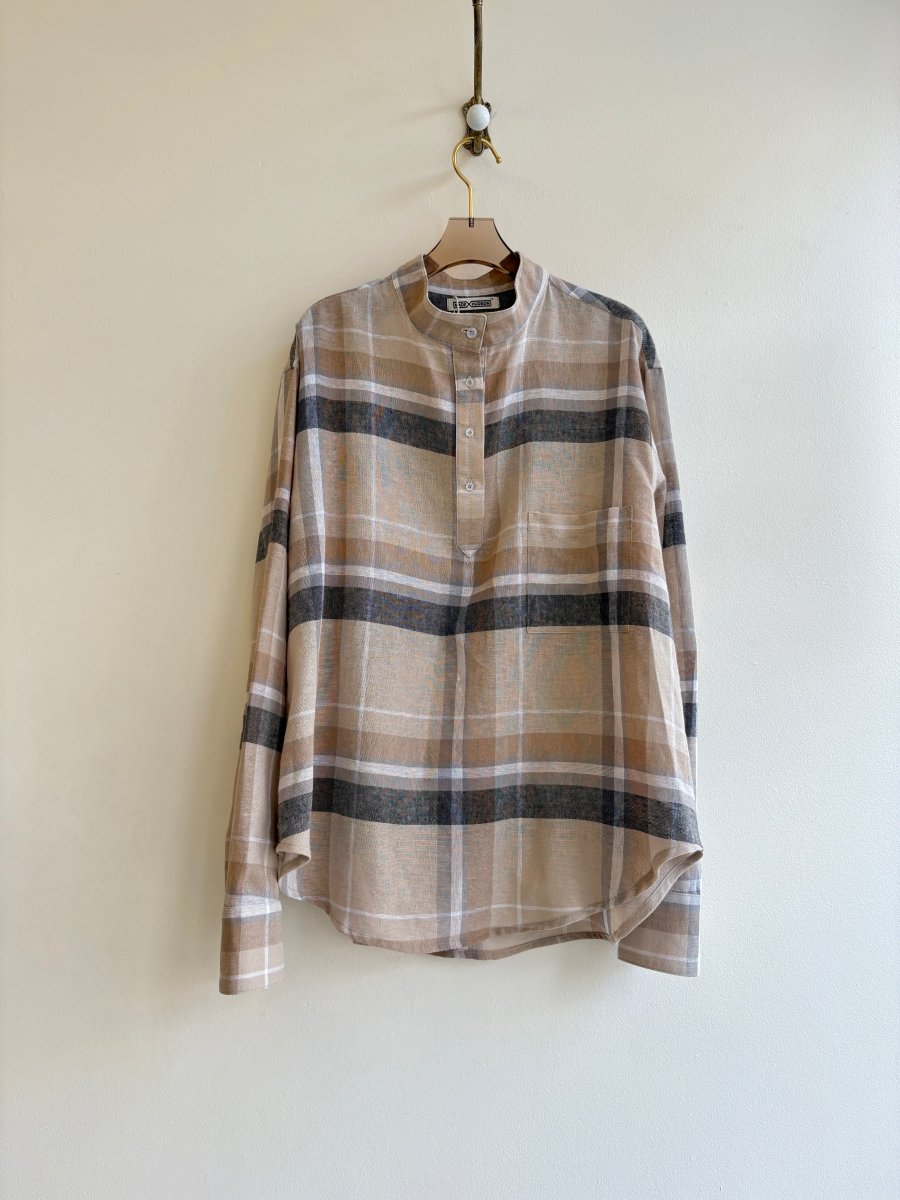 Tan Plaid Popover Shirt - Made X Hudson