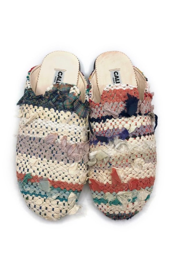 Kili Babouche “Cleo I” Flats In Colors Navy, Cream, Terracotta, & Mint (Size 45) - Made X Hudson