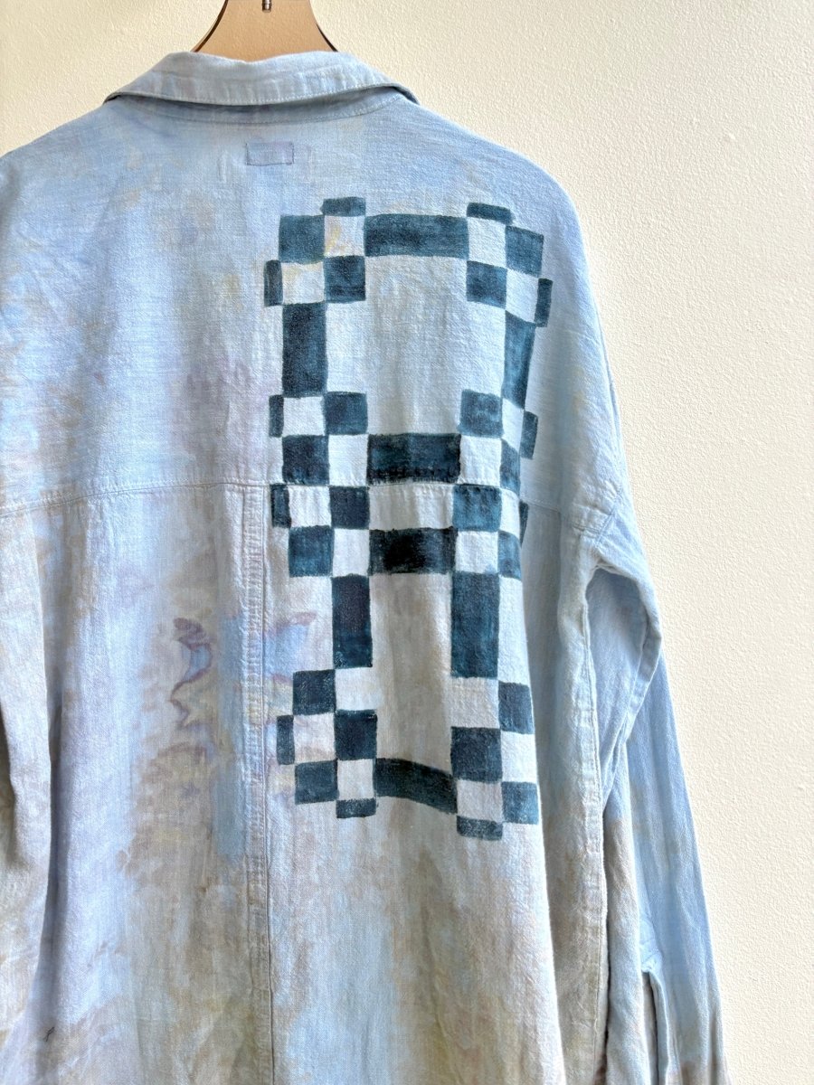 Hand Painted Quilt Soft Blue Top (Reworked) - Made X Hudson