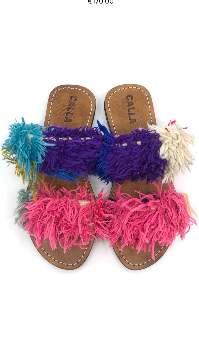 Hali Sandals “Angela” In Colors Pink, Purple, & Cream (Size 38) - Made X Hudson