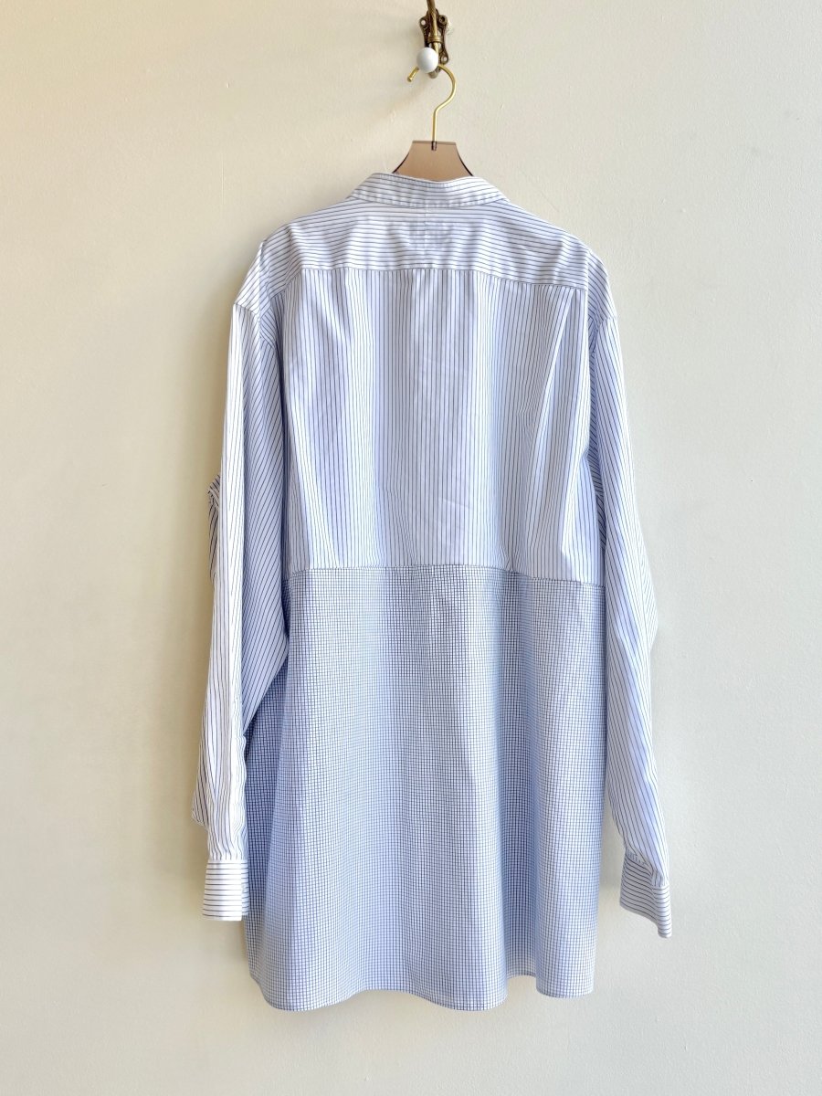 Two - Tone Blue & White Stripe and Grid Button Down (Reworked) - Made X Hudson