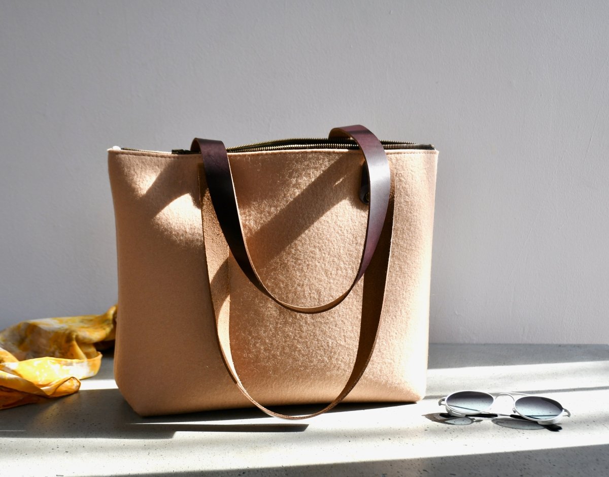 Large Wool Felt Bag in Almond - Made X Hudson