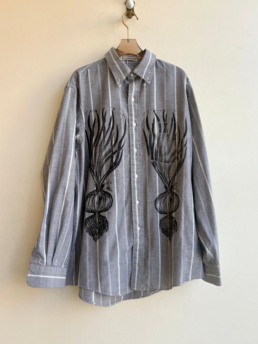 "Ryan” Grey Stripe Spring Onion Print (Reworked) - Made X Hudson