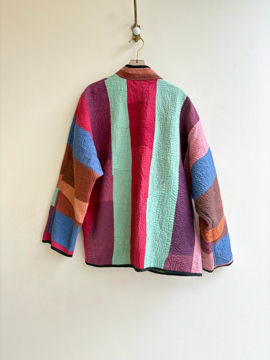 Reversible Ladhiya Quilted Jacket in Tan, Peach, Blue, Green & Red, Purple, Mint, Brown - Made X Hudson