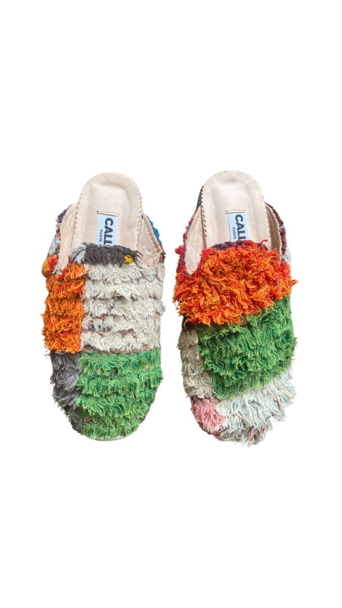Niki Babouche Flats In Colors Orange, Green, Cream, & Grey (Size 37) - Made X Hudson