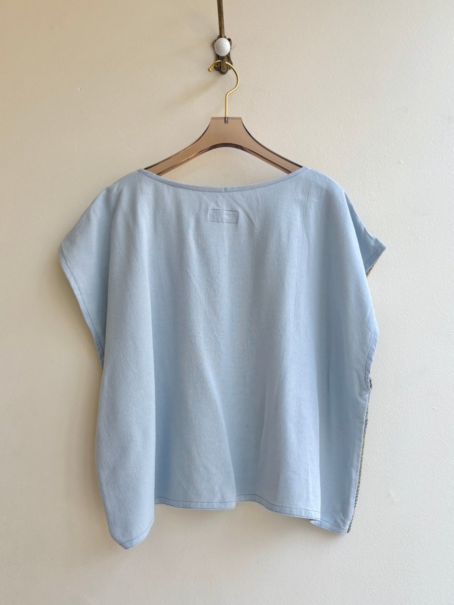 Handwoven Blouse in Limoncello (Lime & Blue) - Made X Hudson