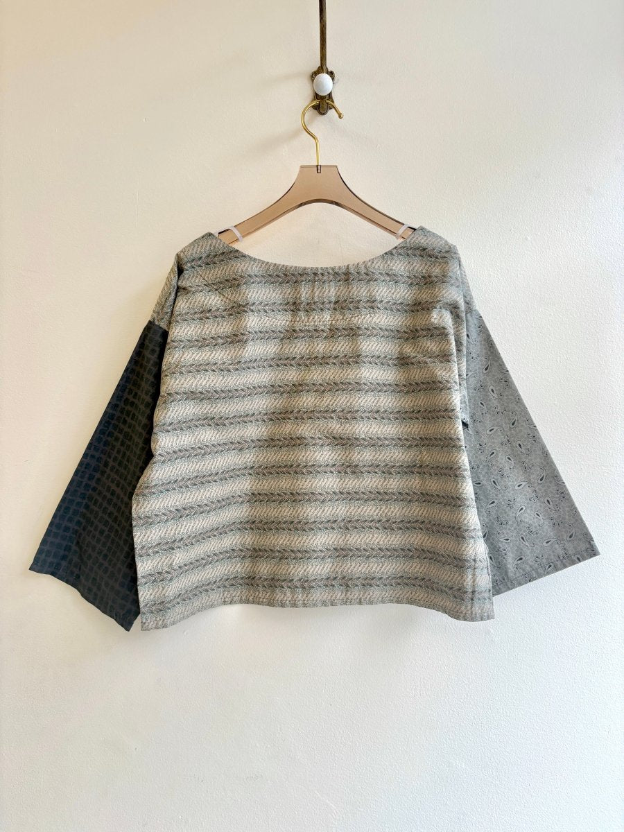 Sage Green Printed Box Top w/ 3/4 Sleeves - Made X Hudson