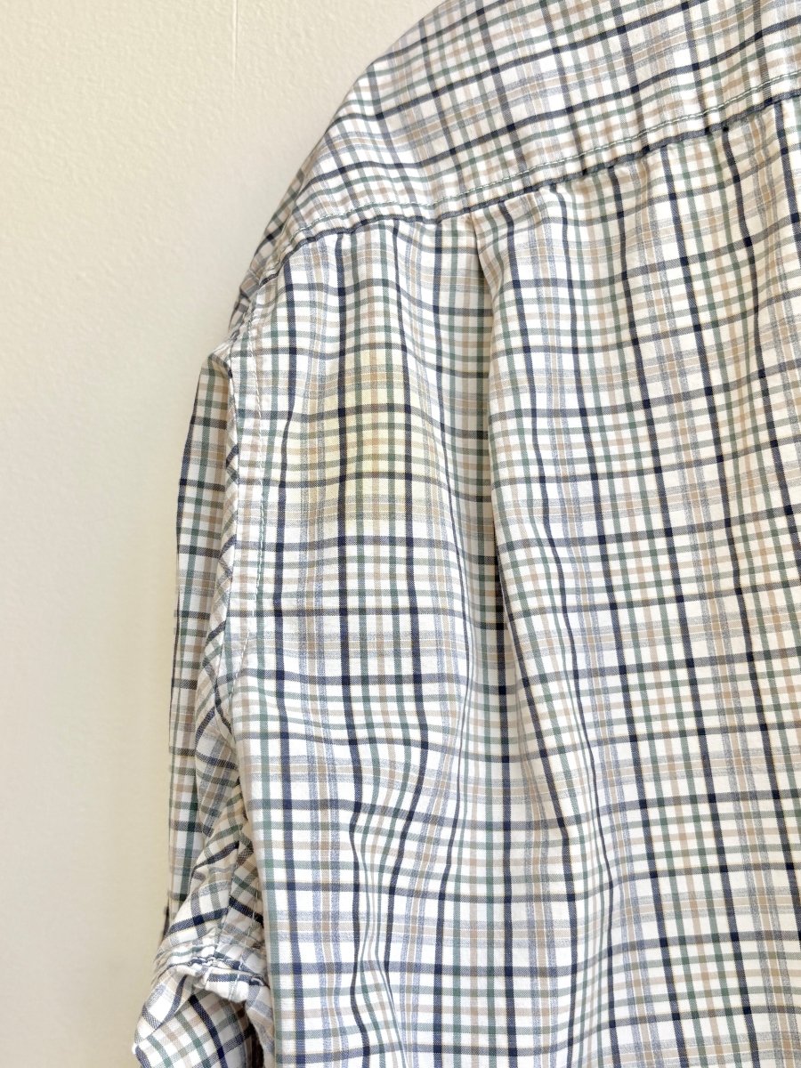 Sage Green Plaid Embroidered Black Hearts Cropped Annette Top (Reworked) - Made X Hudson