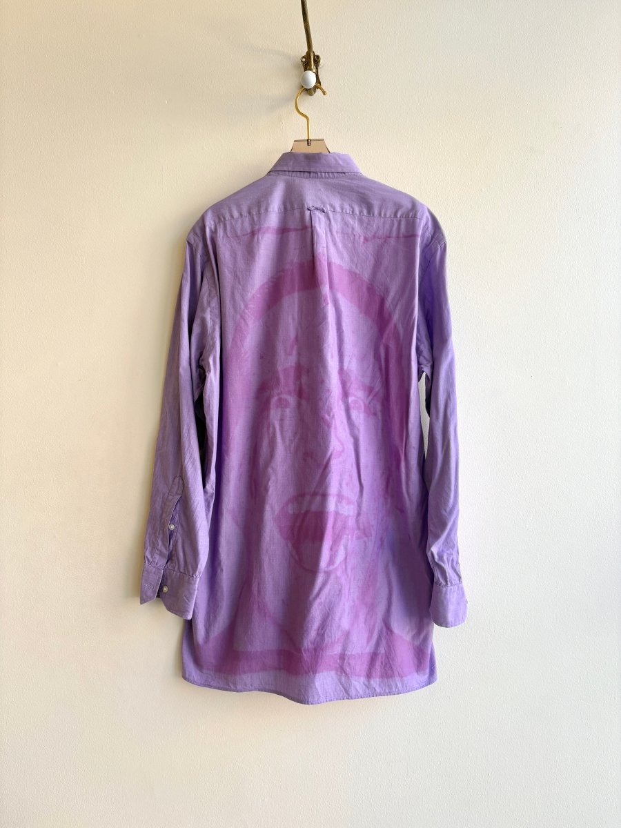 Patrick Bateman American Psycho Repeat Pink on Orchid | Cyanotype Print Button - Down (Reworked) - Made X Hudson