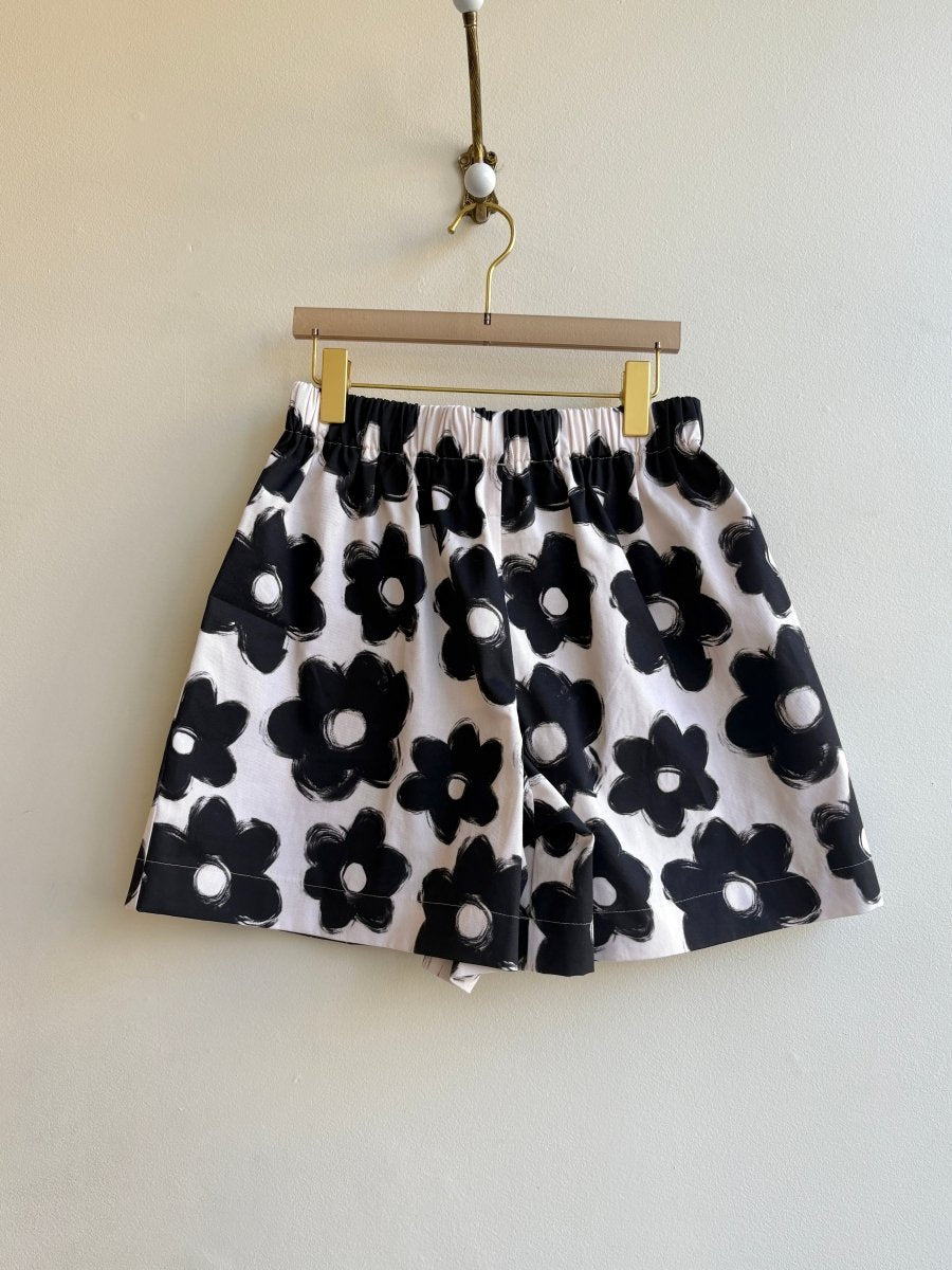 Black Flower Retro Shorts - Made X Hudson