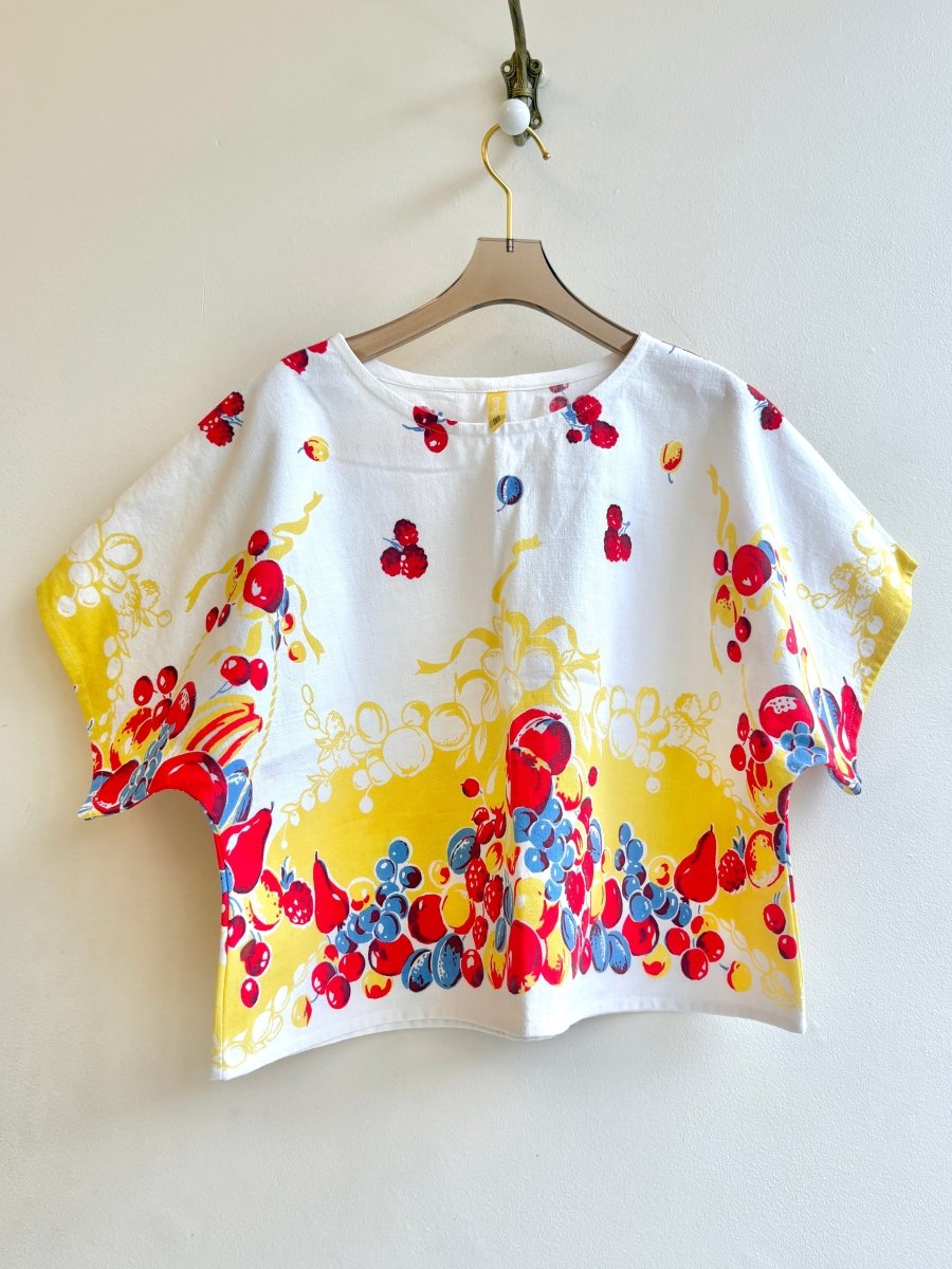 Primary Colored Fruit Basket Print | Picnic Top - Made X Hudson
