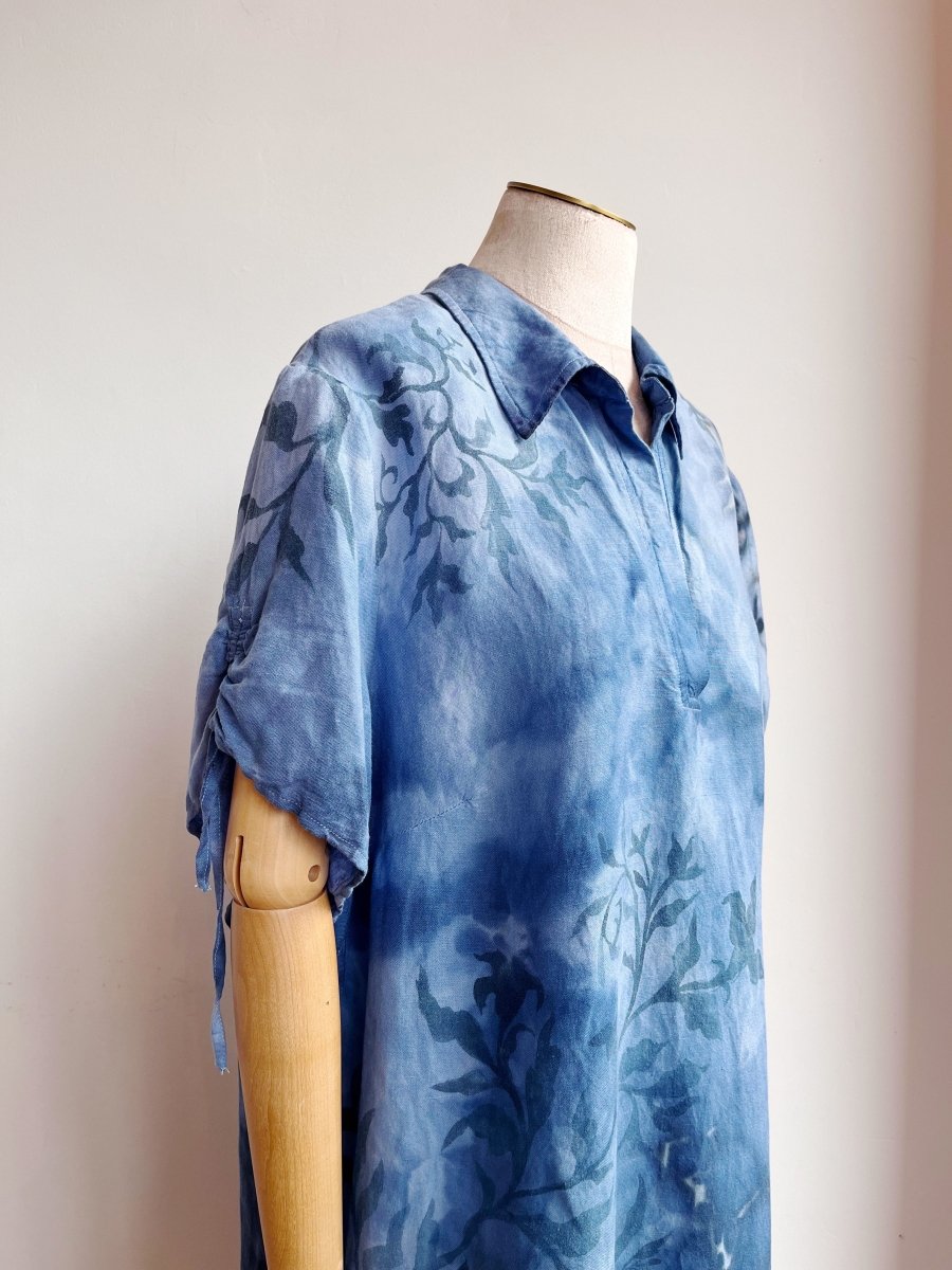 Hand Painted Indigo Tile Tunic (Reworked) - Made X Hudson