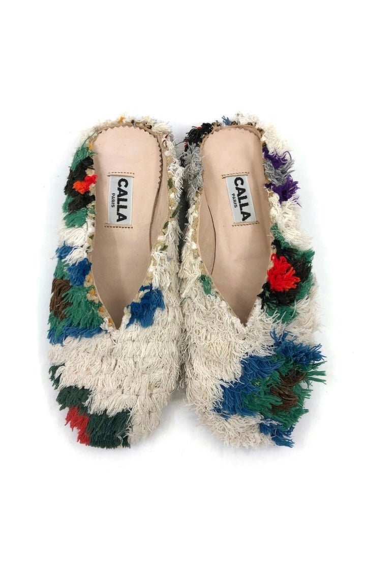 Aili Babouche “Aegina” Mules In Colors Cream, Blue, Green, & Red (Size 37) - Made X Hudson