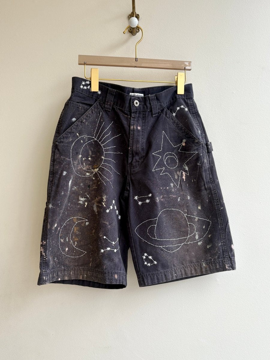 Galaxy Hand Embroidered Black Shorts (Reworked) - Made X Hudson