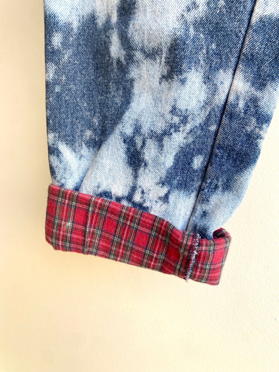 Blue Acid Wash Jeans w/ Plaid Flannel Lining (Reworked) - Made X Hudson