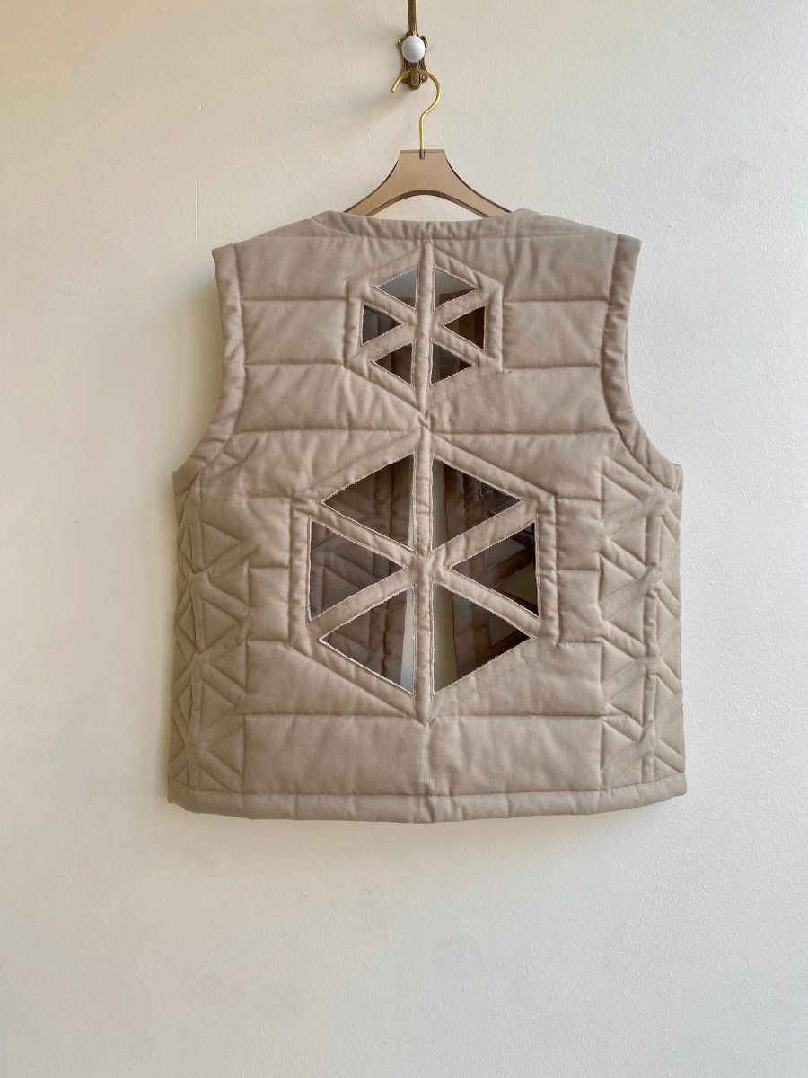 Geometric Cut Out Quilted Tan Vest - Made X Hudson