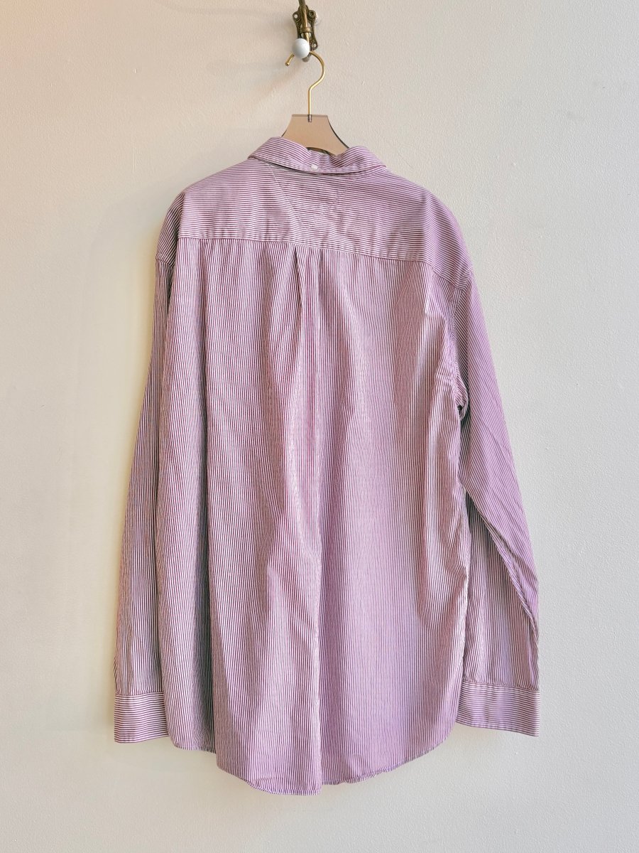 Red Micro Stripe Everyday Button Down with Embroidered Hearts (Reworked) - Made X Hudson