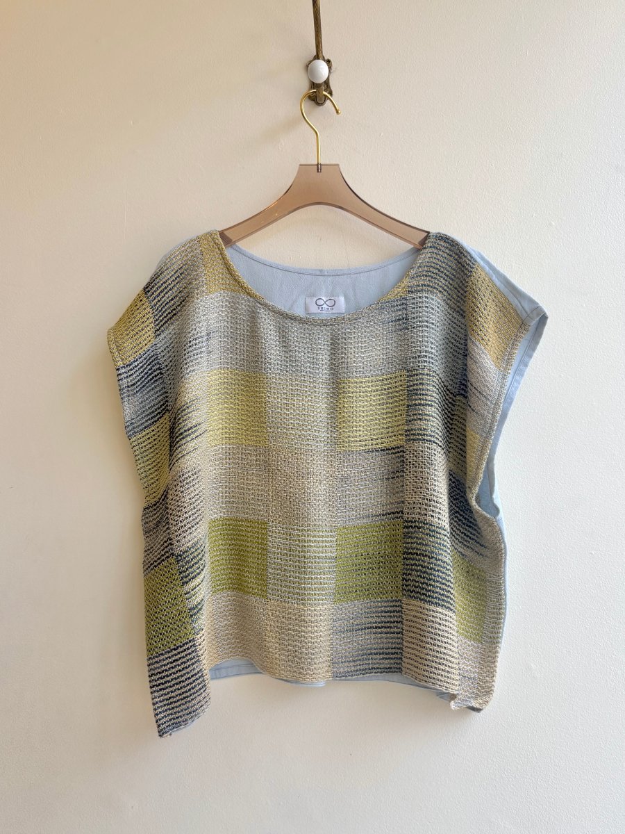 Handwoven Blouse in Limoncello (Lime & Blue) - Made X Hudson