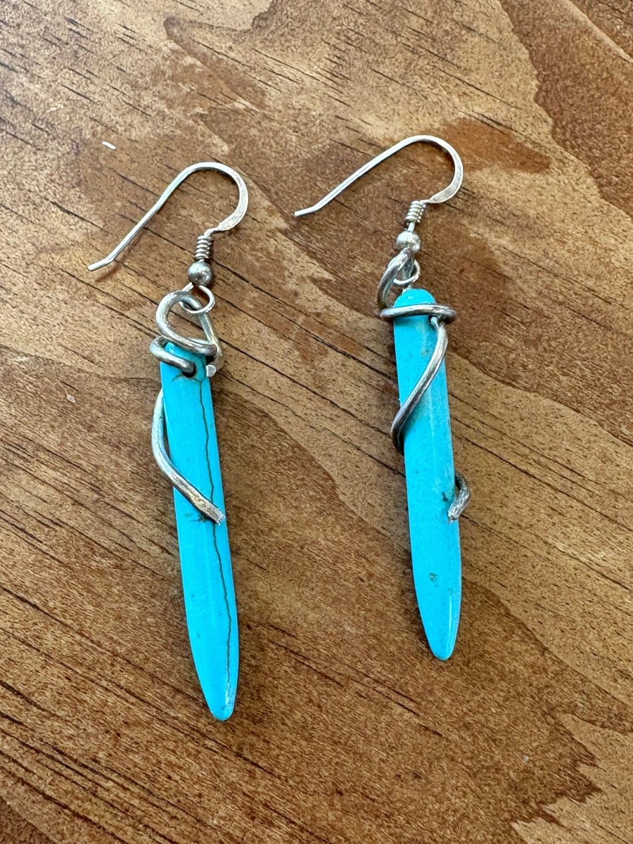 Handmade Sterling Silver Turquoise Bullet Earrings - Made X Hudson
