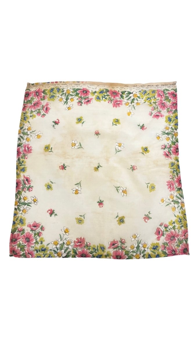 Vintage 1960s Silk Flowers Hanky (Daffodils & Poppies) - Made X Hudson