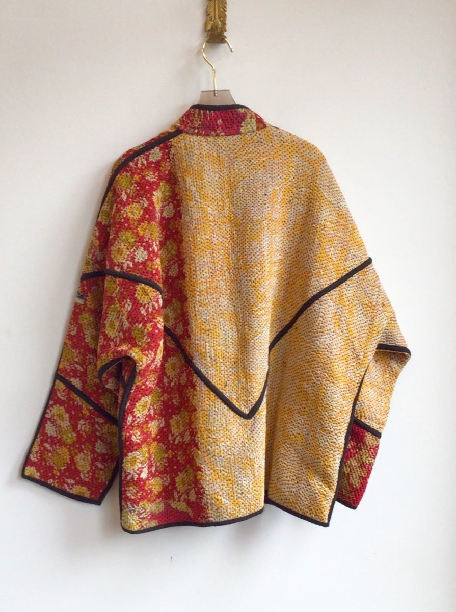 Reversible Ladhiya Quilted Jacket in Colors Dandelion, Red & Purple, Lavender, Sky Blue Plaid - Made X Hudson