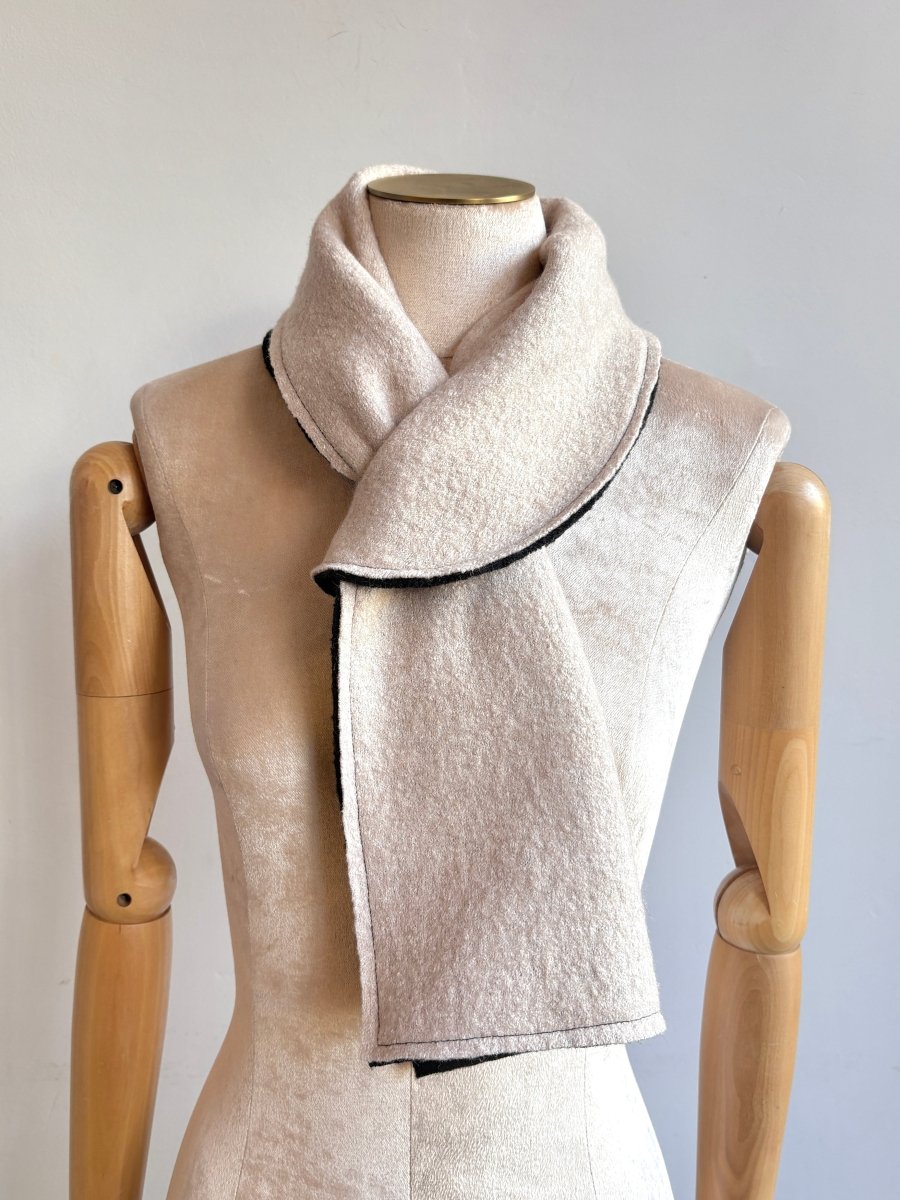 Boiled Wool Neck Wrap | Black & Cream - Made X Hudson