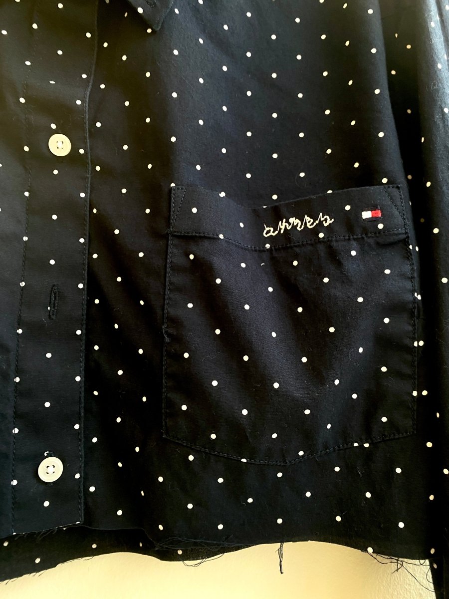 Annette Black w/ White Dots Crop Top (Reworked) - Made X Hudson