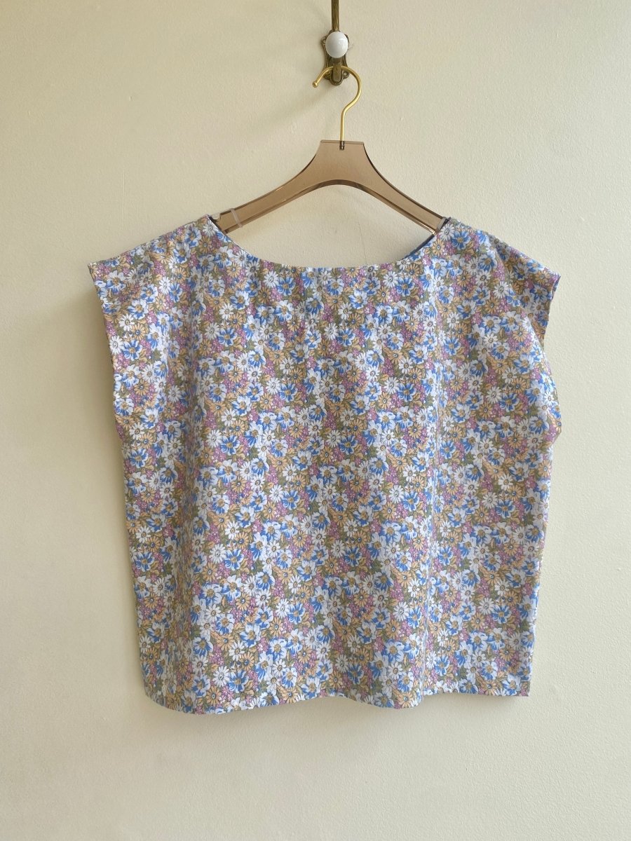 Blue, Blush, & Peach Floral Daisy Box Top - Made X Hudson