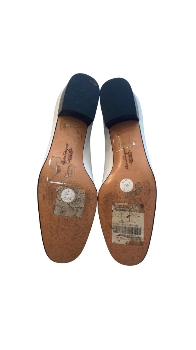 Salvatore Ferragamo | White w/ Black Toes & Bow Accent (Vintage) - Made X Hudson