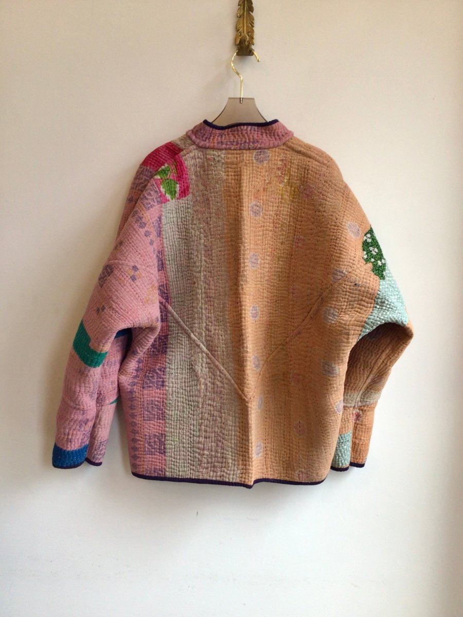 Reversible Ladhiya Quilted Jacket in Colors Pink, Orange, Blue, Teal & Green, Peacock Blue, Pink - Made X Hudson