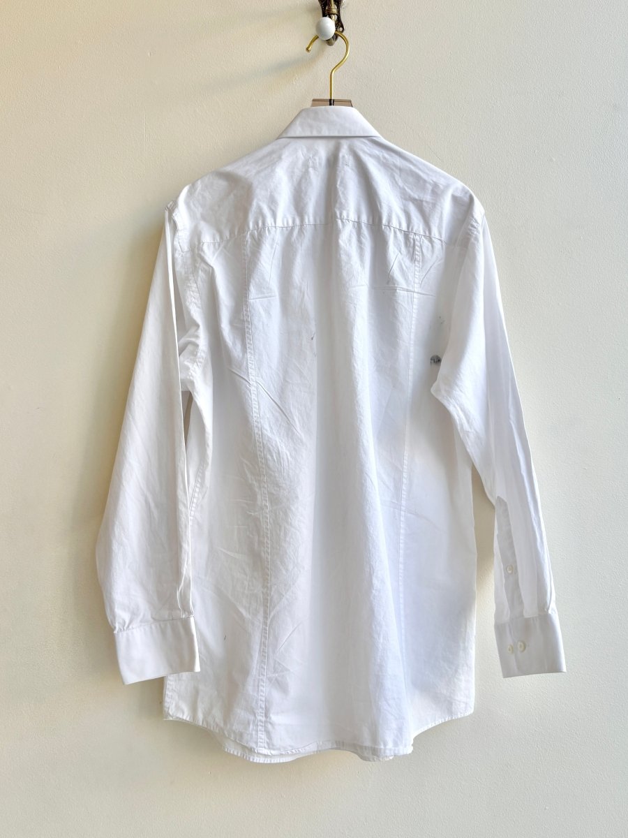 “Tandy” White Gold Embroidered & Stamped Carrot Print Shirt (Reworked) - Made X Hudson