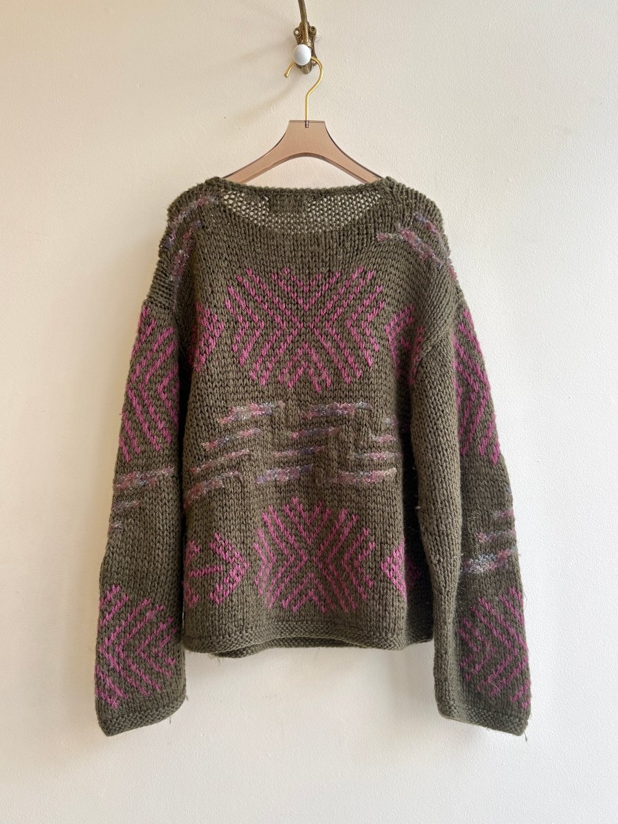 R.G. Arnold | Olive & Pink Knit Sweater (Vintage) - Made X Hudson