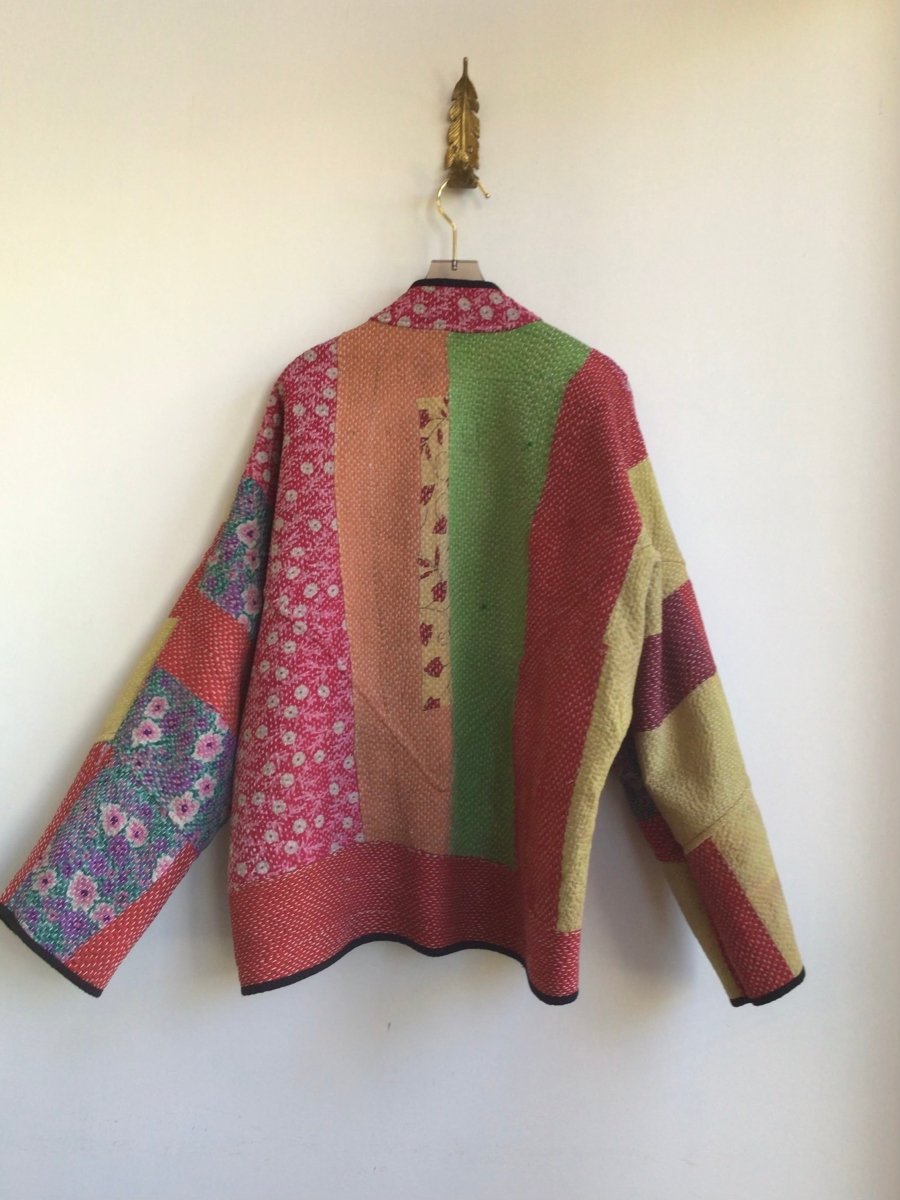 Reversible Ladhiya Quilted Jacket in Green, Beige, Rust & Lime, Red, Orange, Yellow - Made X Hudson