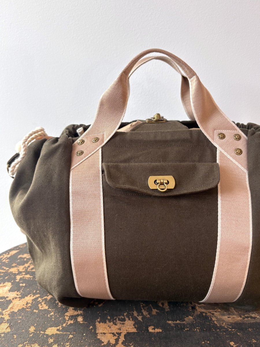 Mini Cross - Body Duffel Bag in Moss Hemp - Cotton with Cream Webbing - Made X Hudson