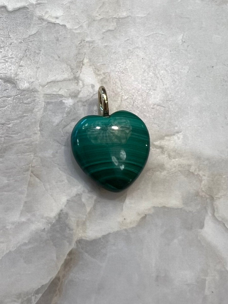 14k Gold Filled Solid Malachite Heart Charm - Made X Hudson