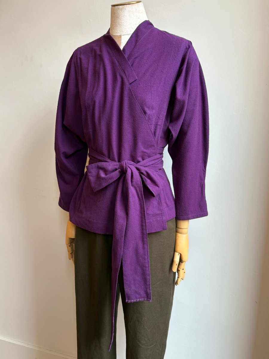 Aubergine Zero Waste Front Wrap Blouse - Made X Hudson