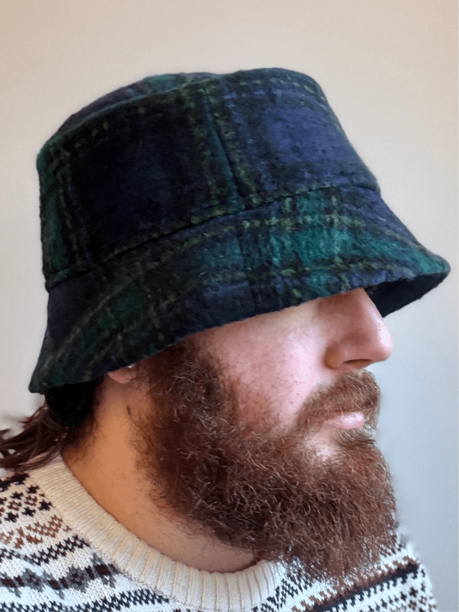 Blue & Green Plaid Deadstock Wool Bucket Hat - Made X Hudson