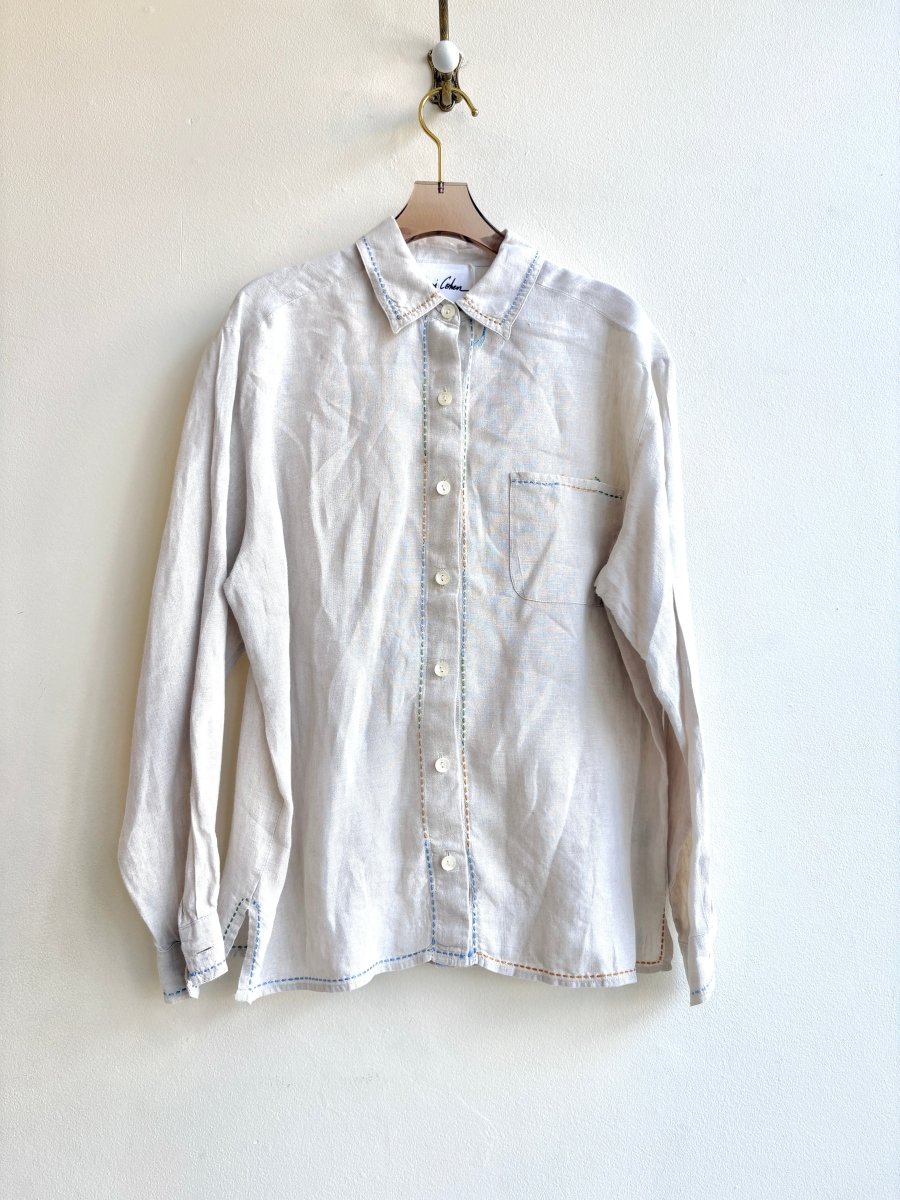 Sun, Sky, and Grass | Embroidered Linen Button Down - Made X Hudson