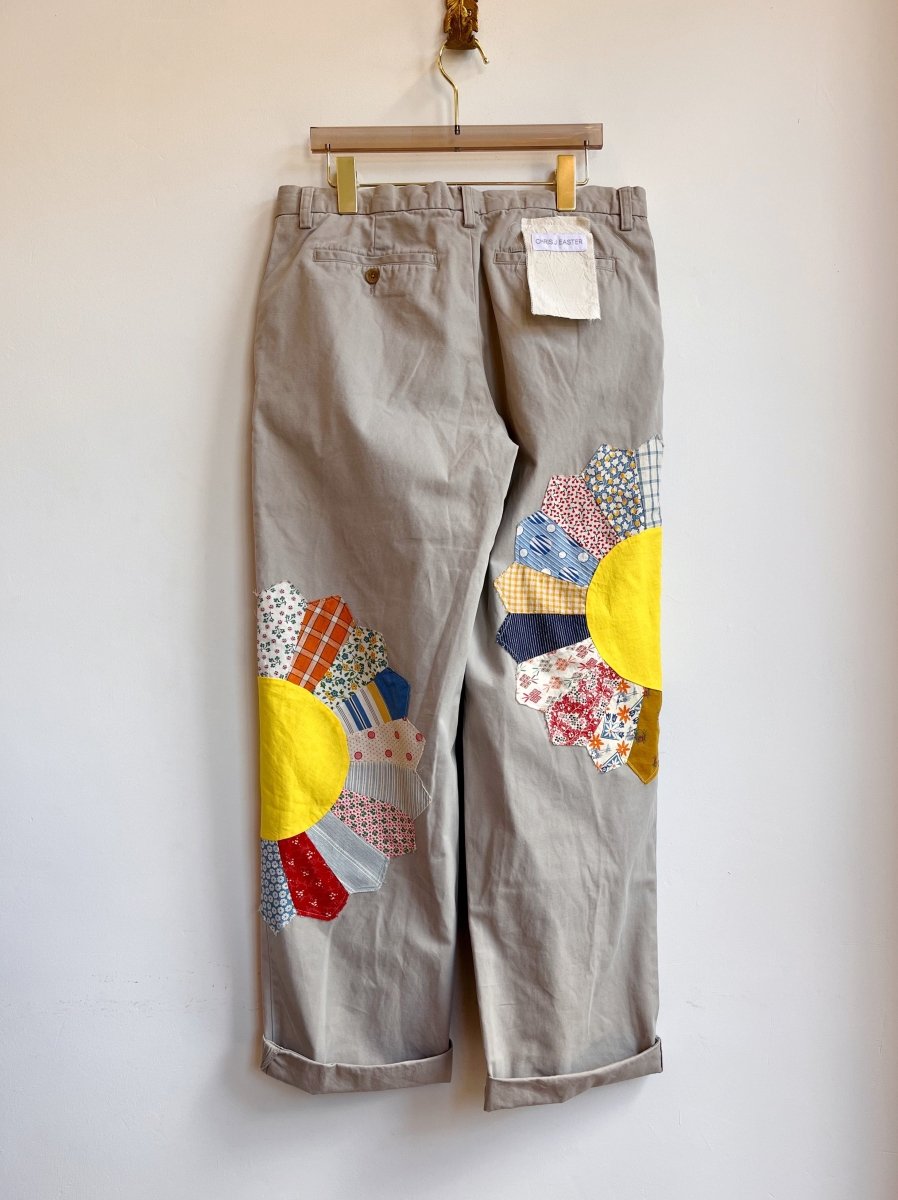 Dresden Quilted Plate Blocks Grey Chino Pant | Floral Focused (Reworked) - Made X Hudson