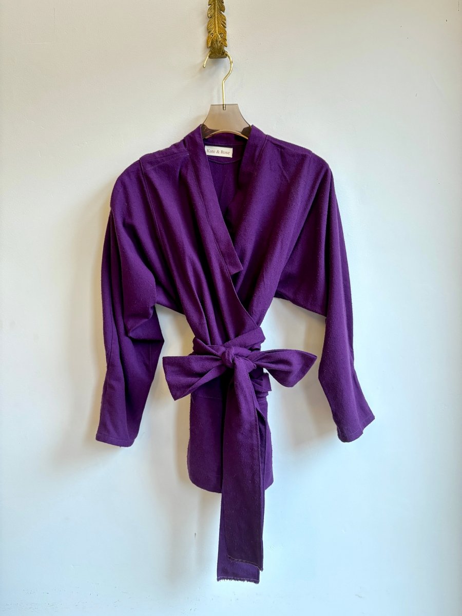 Aubergine Zero Waste Front Wrap Blouse - Made X Hudson